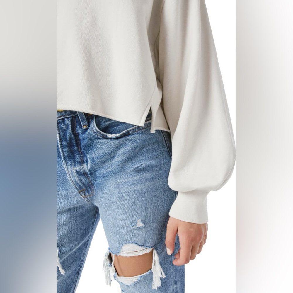 Frame Easy Shirttail Sweatshirt Cream Oversized Size Large - Picture 6 of 9